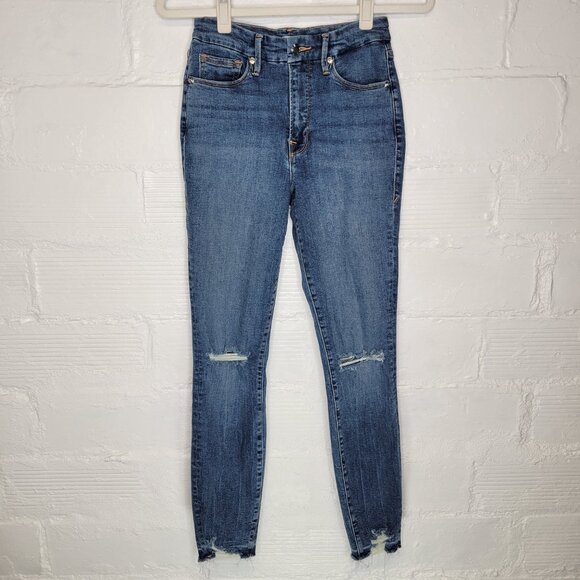Good American Women's Size 4 Jeans Good Legs Distressed Raw Hem - Picture 1 of 7